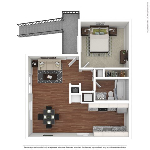 1 Bedroom A , 1 Bathroom Floor Plan at Addison Ranch Apartments, Petaluma, California